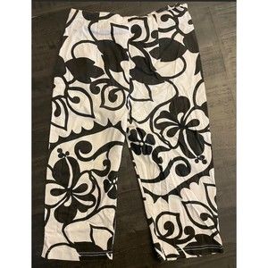 AJS Sports Wear Vintage 90's/Y2K Floral Capris B&W - Sz 7 Juniors